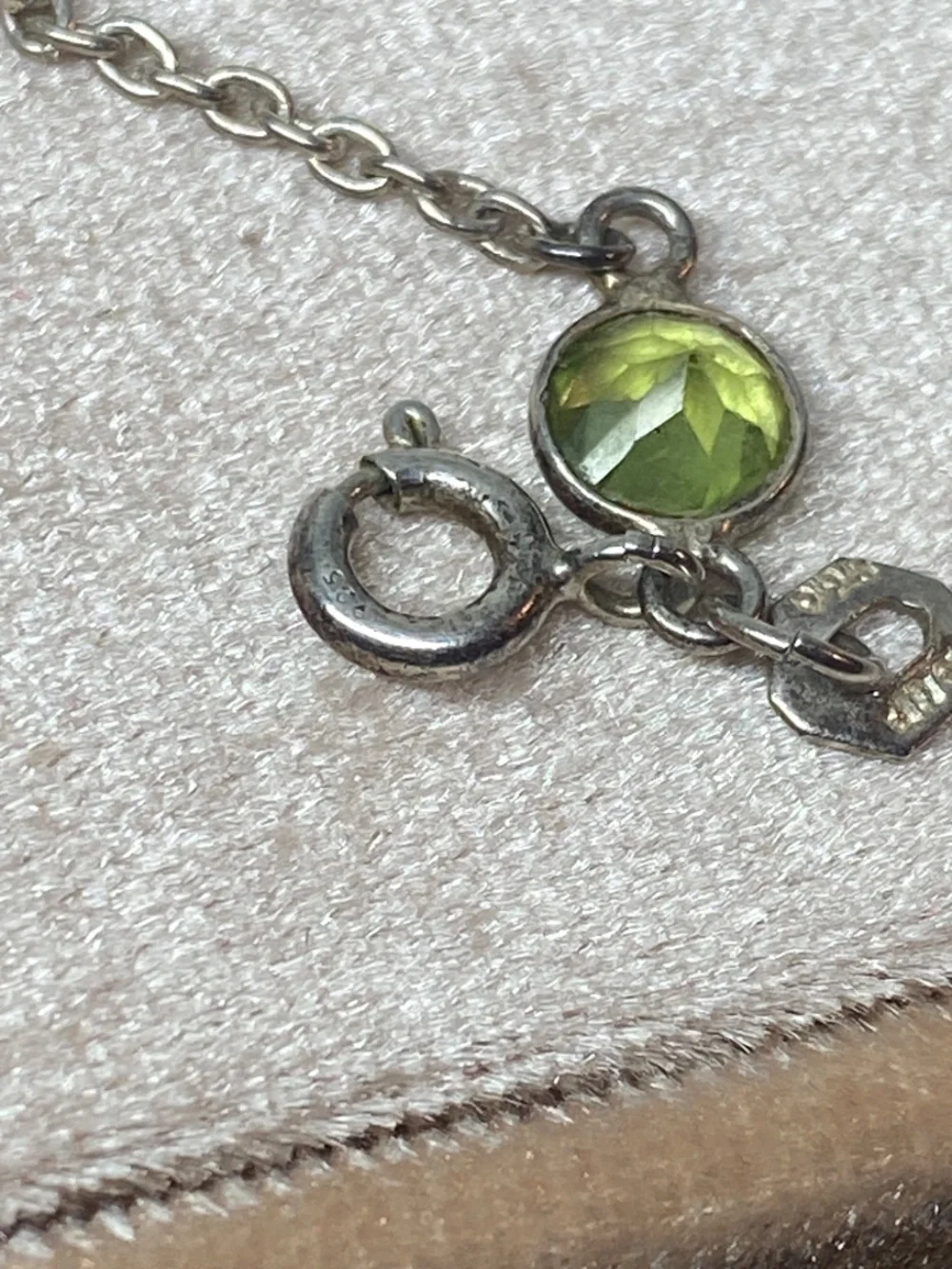 Vintage 925 Sterling Silver Genuine Peridot Station Bracelet Green Gemstone 7